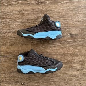 Jordan Kids Black and Light Blue Sneakers